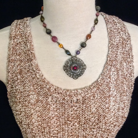 BLACK FRIDAY SALE $10  Mandala Beaded Necklace - Picture 6 of 8